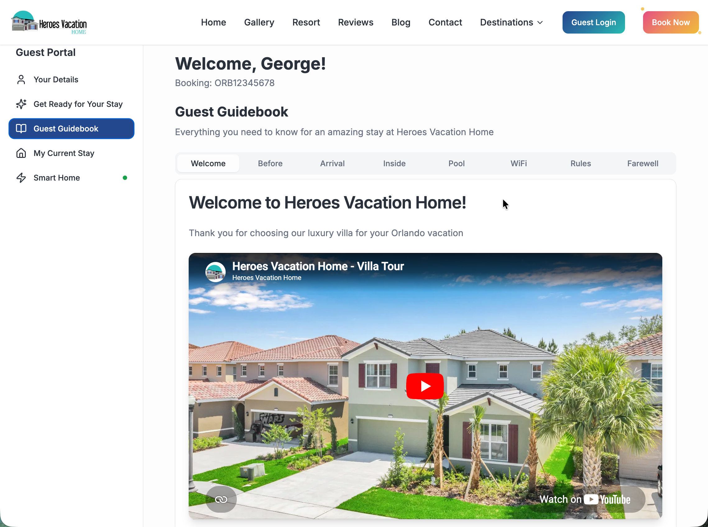 Heroes Vacation Home digital guidebook